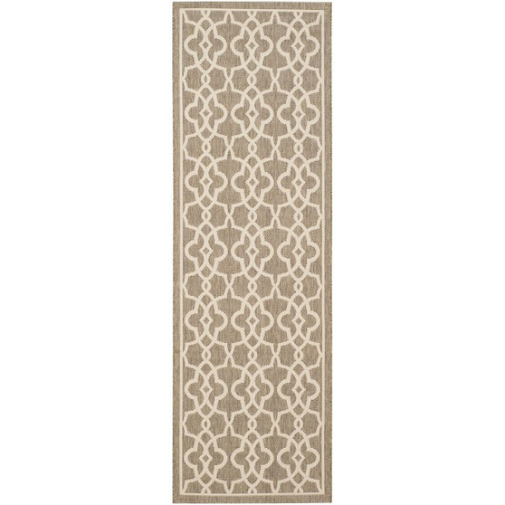 Courtyard Mocha and Beige 2'7" x 8'2" Runner Outdoor Area Rug