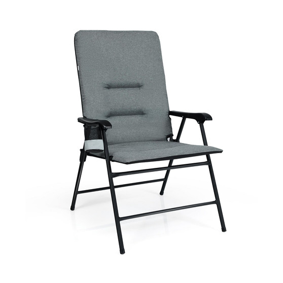 Patio Folding Padded Chair High Backrest Portable Cup Holder Camping