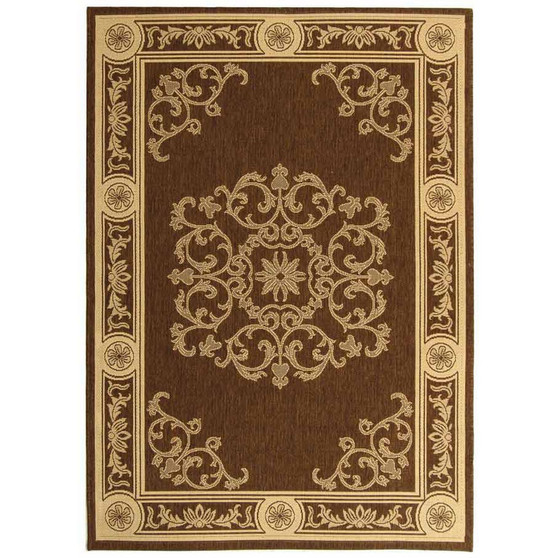 Courtyard Chocolate and Natural 2'3" x 12' Runner Outdoor Area Rug
