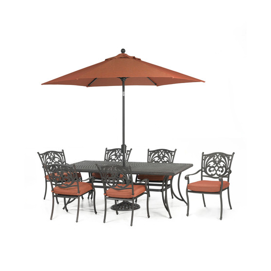Chateau Outdoor Cast Aluminum 7-Pc. Dining Set (84" x 42" Dining Table and 6 Dining Chairs), Created for Macy's