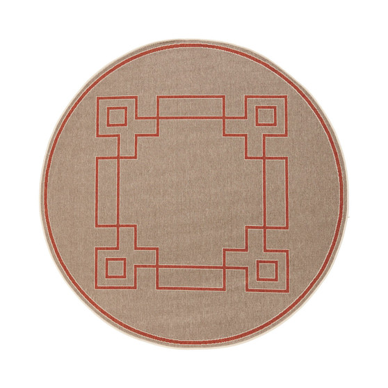 Alfresco ALF-9633 Rust 7'3" Round Area Rug, Indoor/Outdoor