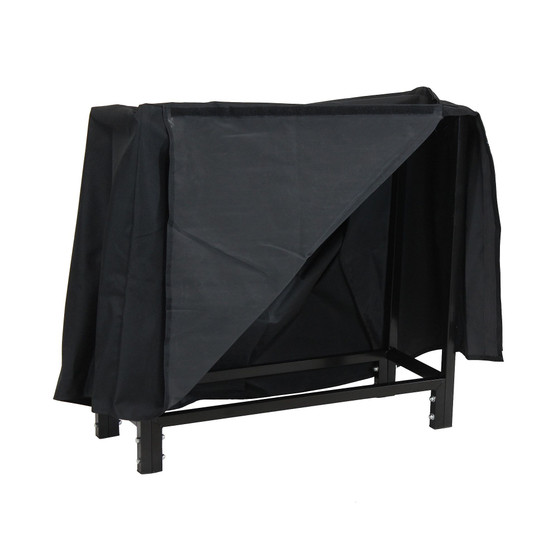 30 in Black Powder-Coated Steel Firewood Log Rack and Cover