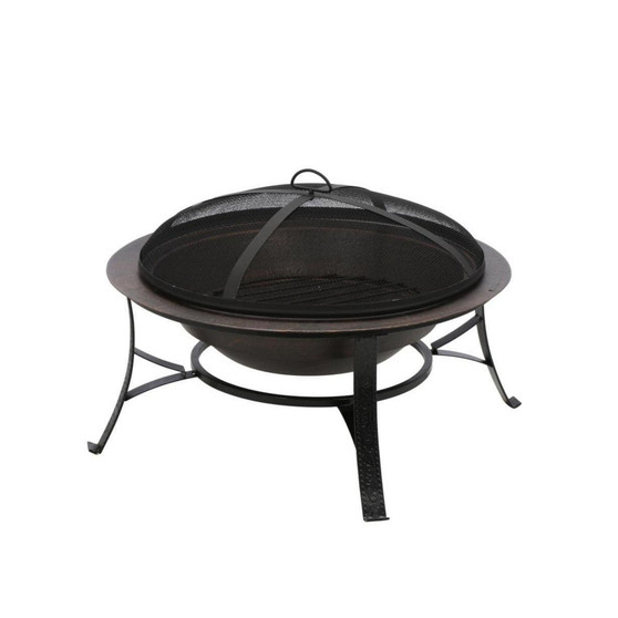 Corp. FB6132 Round Cast Iron Copper Finish Fire Bowl