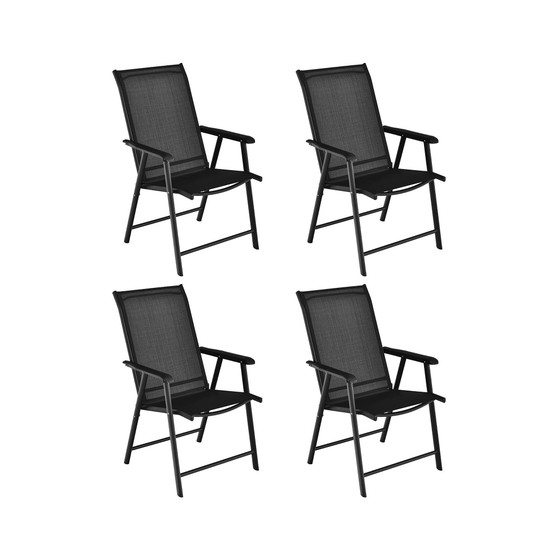 4PCS Patio Folding Dining Chairs Portable Camping Armrest Garden