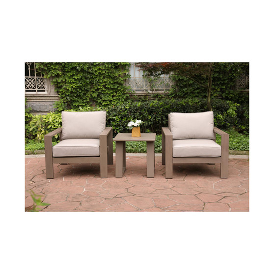 3 Piece Seating Group with Cushions, Wood Grained