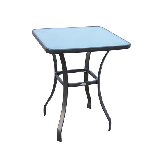 27" Square Bistro Table Garden Dining Table Outdoor Tempered Glass Table