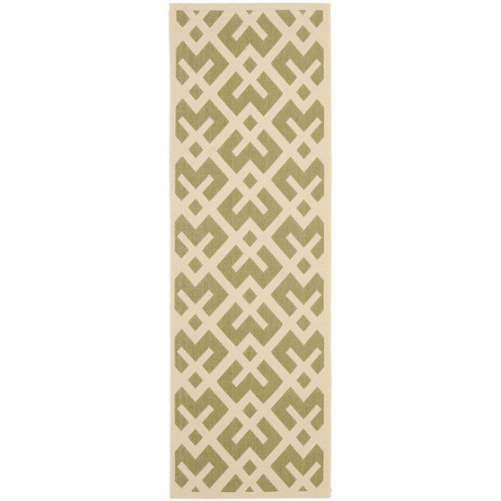Courtyard Green and Bone 2'3" x 6'7" Runner Outdoor Area Rug