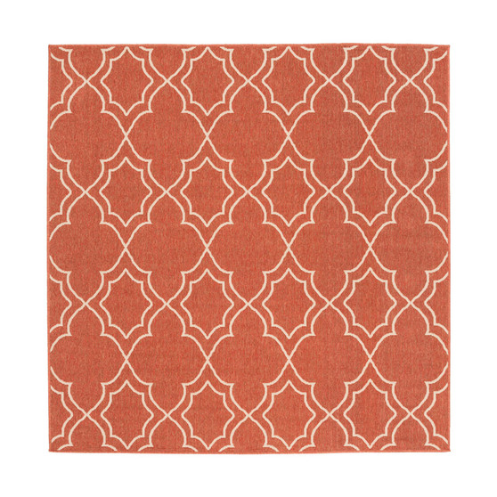 Alfresco ALF-9591 Rust 8'9" Square Area Rug, Indoor/Outdoor