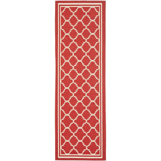 Courtyard Red and Bone 2'3" x 16' Runner Outdoor Area Rug