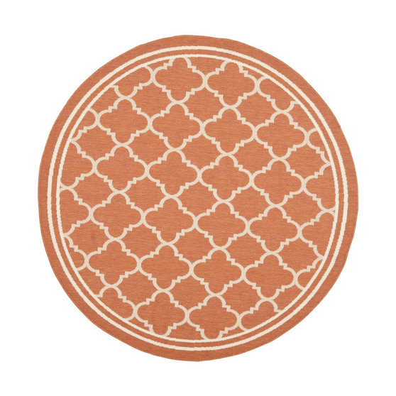 Courtyard Terracotta and Bone 4' x 4' Sisal Weave Round Outdoor Area Rug