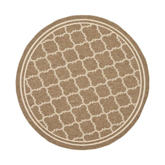 Courtyard Brown and Bone 4' x 4' Round Outdoor Area Rug