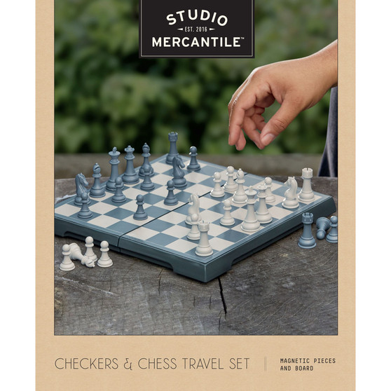 Checkers and Chess 2 in 1 Board Game Set, 63 Piece