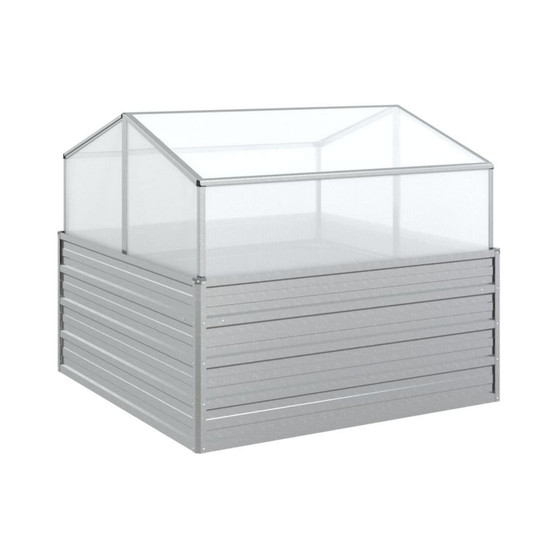 Garden Raised Bed with Greenhouse 39.4"x39.4"x33.5" Silver