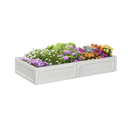 4' x 2' Raised Garden Bed, Plastic Open Planter Box, White