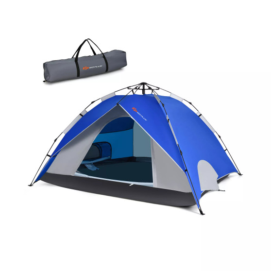 4 Person Instant Pop-up Camping Tent 2-in-1 Double-Layer Waterproof Tent