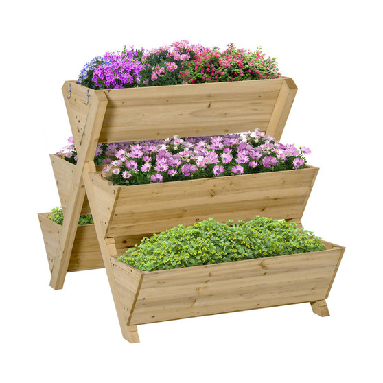 Raised Garden Bed, Planter Stand with 5 Planting Boxes, 4 Hooks