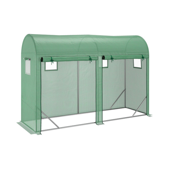 Walk-in Greenhouse, Hot House, Zipper Windows & Doors, Green