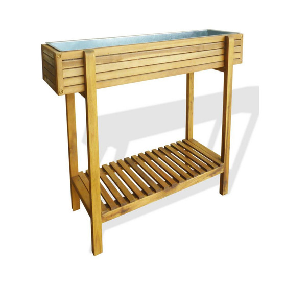 Raised Garden Raised Bed Solid Acacia Wood and Zinc