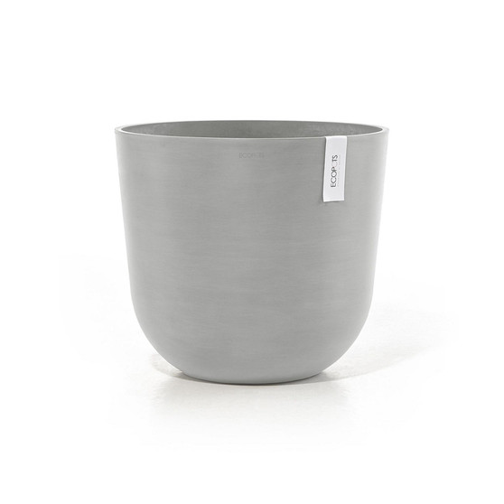 Oslo Plastic Flower Pot, White Grey, 17.5"