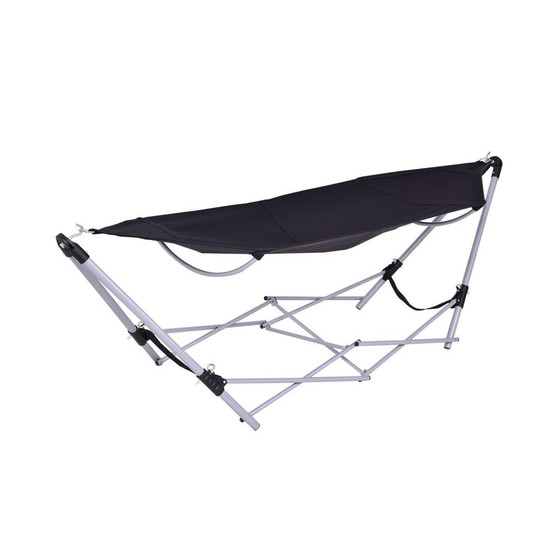 Portable Folding Hammock Lounge Camping Bed Steel Frame Stand W/Carry Bag
