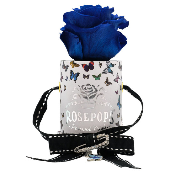 Pop-Up Butterfly Box with Single Blueberry Real Rose