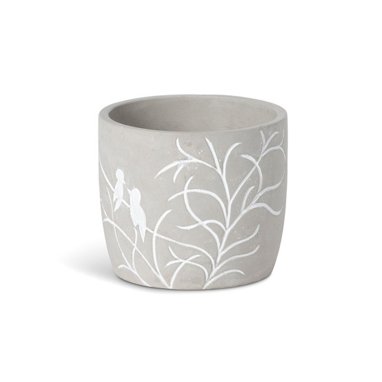 Lovebirds Silouette Cement Pot Large