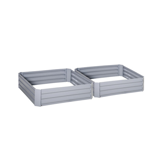 Set of 2 Raised Garden Bed Galvanized Steel Planter Boxes Easy Setup