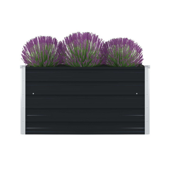 Raised Garden Bed 39.4"x39.4"x17.7" Galvanized Steel Anthracite