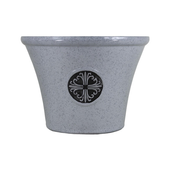 Logo Large Plastic Modern Planter Gray 14.75 Inches