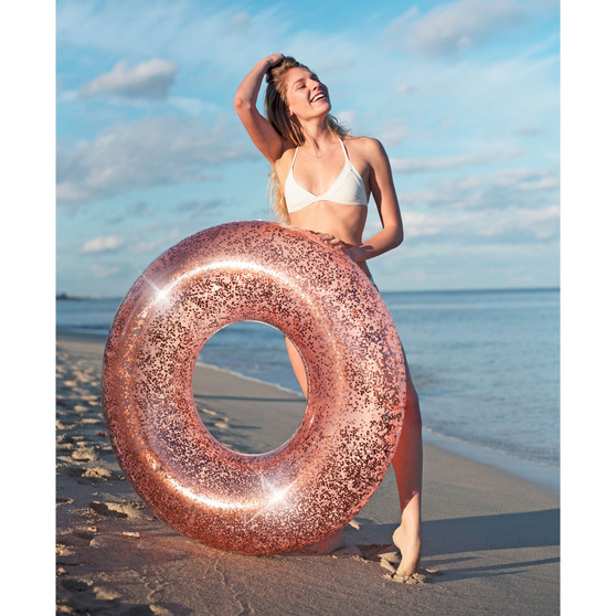 Rose Gold Glitter Pool Tube Jumbo 48"