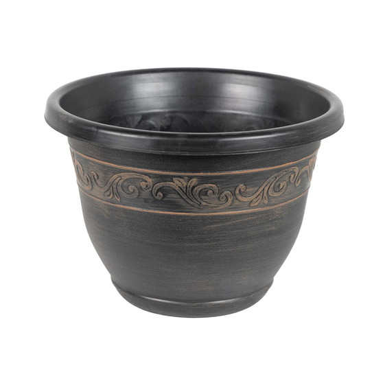 Outdoor Tulip Banded Plastic Planter Toffee 13 Inches