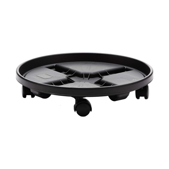 Plant Caddie With Saucer Tray and Wheels, Round, Black 16 Inches