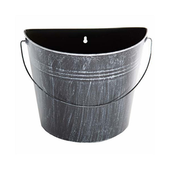 Farmhouse Half Round Wall Bucket, Black
