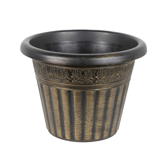 Outdoor Dragon Banded Plastic Planter Gold 13 Inches
