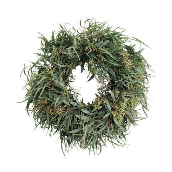 Fresh Willow and Seeded Eucalyptus Wreath, 20"