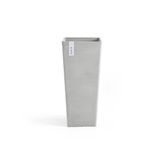 Rotterdam Tall Rectangle Plastic Flower Pot, White Grey, 27.5"