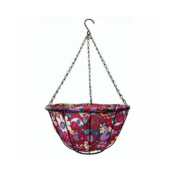 Hanging Basket with Fabric Coco Liner Red Purple, 12
