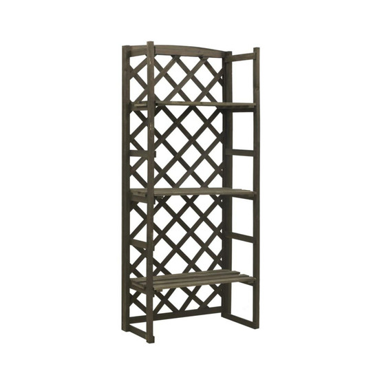 Plant Stand with Trellis Gray 23.6"x11.8"x55.1" Solid Firwood