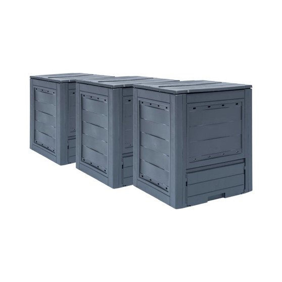Garden Composters 3 pcs Gray 23.6"x23.6"x28.7" 206.1 gal