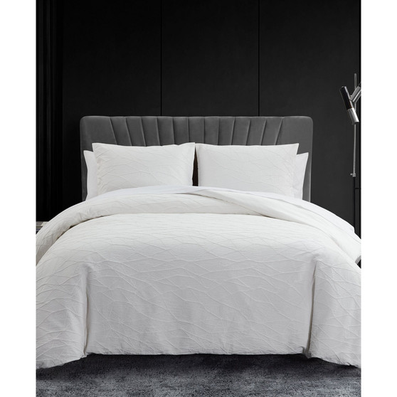 3 Piece Abstract Crinkle Duvet Cover Set, Queen