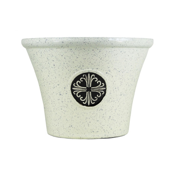 Logo Large Plastic Modern Planter Beige 14.75 Inches