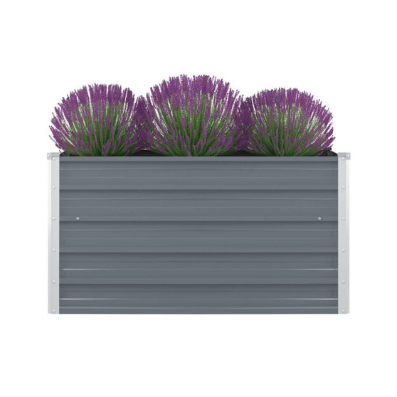 Raised Garden Bed 39.4"x39.4"x17.7" Galvanized Steel Gray