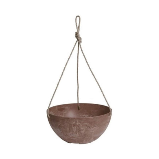 Artstone Hanging Bowl Planter/Flower Pot, Rust, 12"