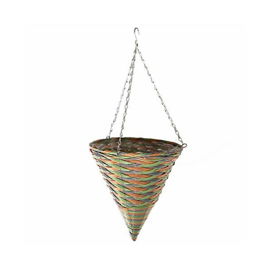 Woven Plastic Rattan Hanging Basket, 12in Diameter