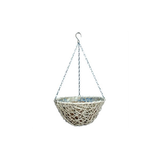 Resin Wicker Hanging Basket, White, 12"
