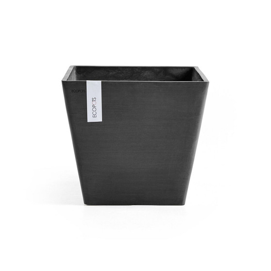 Rotterdam Square Plastic Pot Planter, Dark Grey, 15.75"