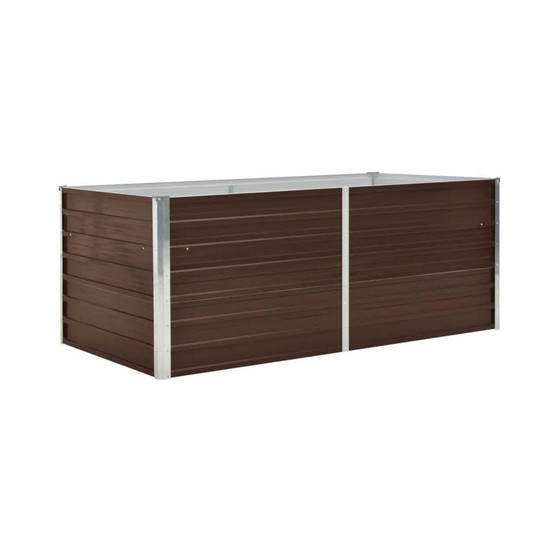 Raised Garden Bed 63"x31.5"x17.7" Galvanized Steel Brown