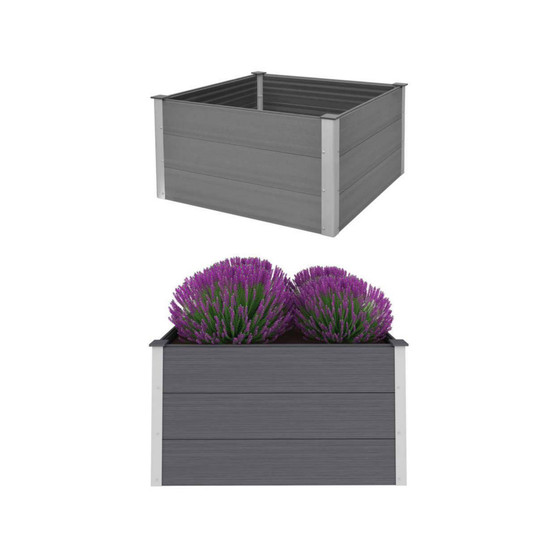 Garden Raised Bed WPC 39.4"x39.4"x21.3" Gray