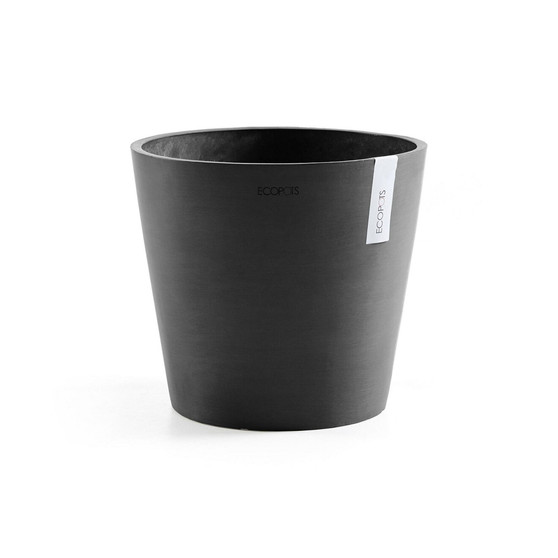 Amsterdam Round Plastic Flower Pot, Dark Grey, 16"