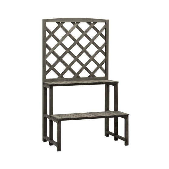Plant Stand with Trellis Gray 27.6"x16.5"x47.2" Solid Firwood